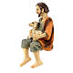 Shepherd sitting down with sheep for Nativity Scene with 12 cm resin characters s3