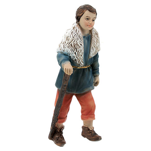 Young man with stick for Nativity Scene with 10-12 cm resin characters 2