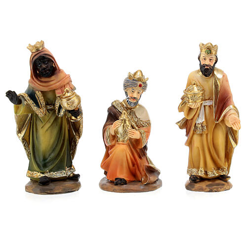 Set presepe 9 cm 11 pz resina dipinta a mano stile classico 4