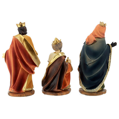 Resin Nativity Scene with 11 characters of 20 cm average height, golden details 8