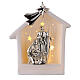 Nativity in the stable, porcelain with gold bath and light, 20 cm s1