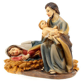 Nativity set with Mary lying down, 10 cm, painted resin