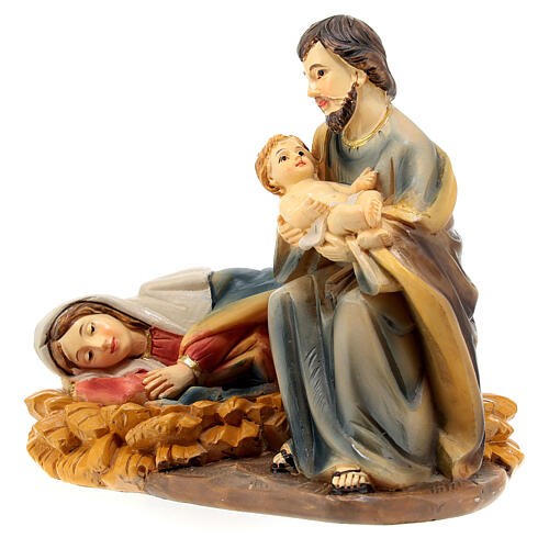 Nativity set with Mary lying down, 10 cm, painted resin 2