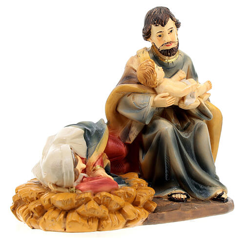Nativity set with Mary lying down, 10 cm, painted resin 3