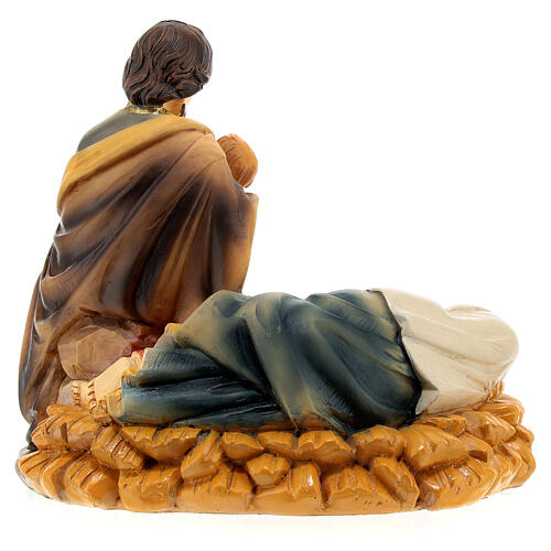 Nativity set with Mary lying down, 10 cm, painted resin 4