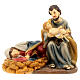 Nativity set with Mary lying down, 10 cm, painted resin s1