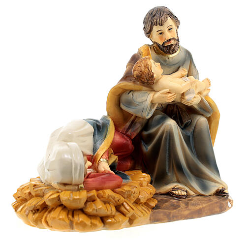 Nativity set with sleeping Mary, hand-painted resin, 10x15x10 cm 3