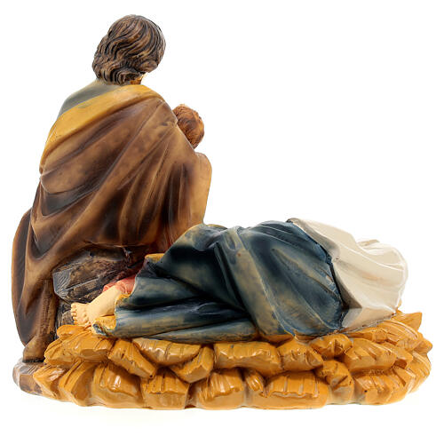 Nativity set with sleeping Mary, hand-painted resin, 10x15x10 cm 4