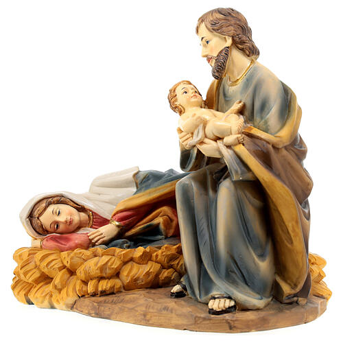 Nativity set, Saint Joseph with Baby Jesus, painted resin, 20 cm 2