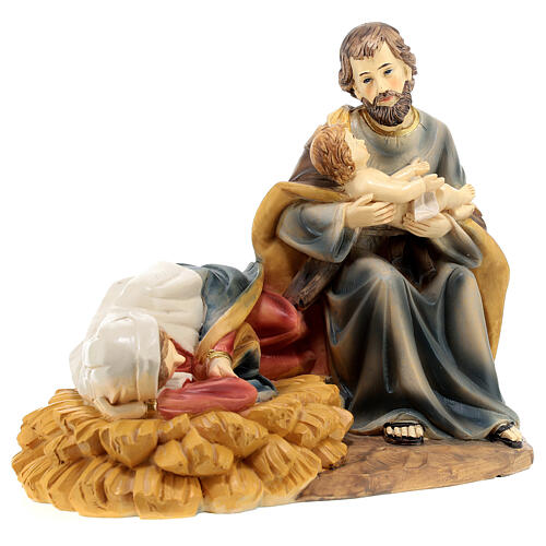 Nativity set, Saint Joseph with Baby Jesus, painted resin, 20 cm 3