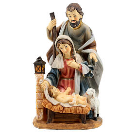 Nativity Holy Family block statue resin hand painted 20 cm