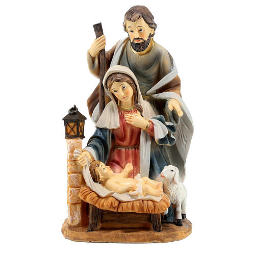 Nativity Holy Family block statue resin hand painted 20 cm 1