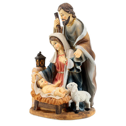 Nativity Holy Family block statue resin hand painted 20 cm 2