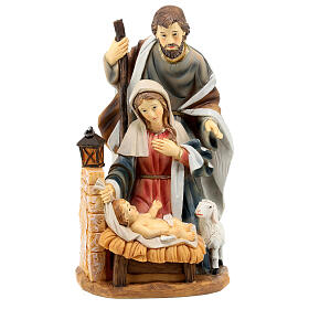 Holy Family statue base hand painted resin golden detail 25 cm