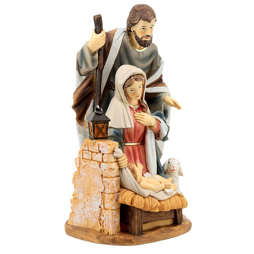 Holy Family statue base hand painted resin golden detail 25 cm 3