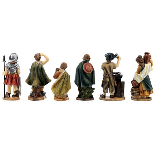 Set of 6 shepherds for Nativity Scene of 9 cm, painted resin 4