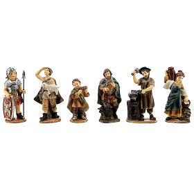 Set 6 personajes belén 9 cm pastores resina pintada