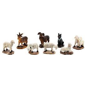 Krippentiere Set Schafe und Ziegen aus Harz, 6 cm
