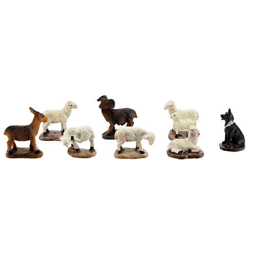 Set of animals for Nativity Scene with 6 cm characters, sheeps and goats, resin 1