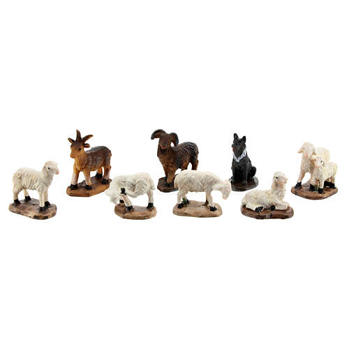 Set of animals for Nativity Scene with 6 cm characters, sheeps and goats, resin 2