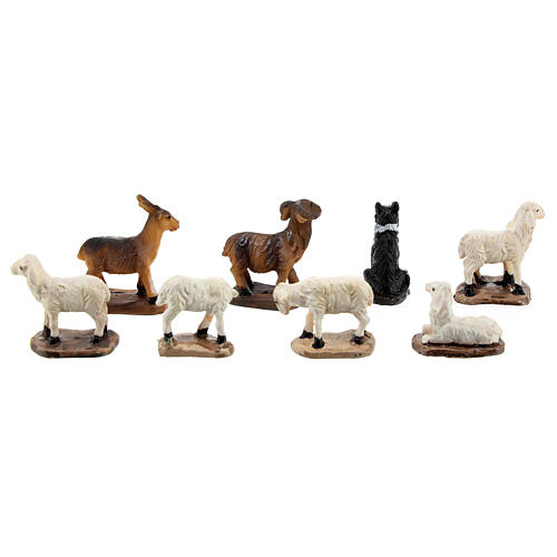 Set of animals for Nativity Scene with 6 cm characters, sheeps and goats, resin 3