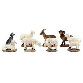 Set of animals for a 12cm Nativity Scene in painted resin.