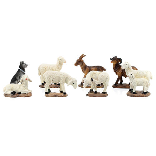 Set animali pecore presepe 12 cm resina dipinta 1