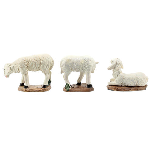 Set animali pecore presepe 12 cm resina dipinta 4