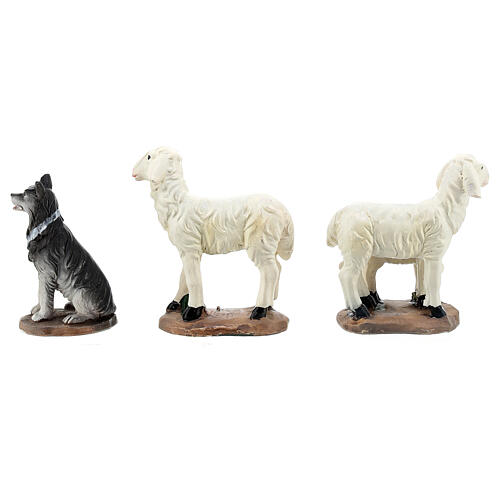 Set animali pecore presepe 12 cm resina dipinta 7
