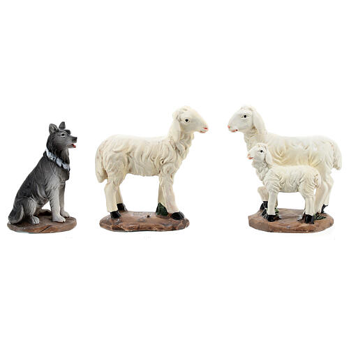 Conjunto animais ovelhas presépio 12 cm resina pintada 6