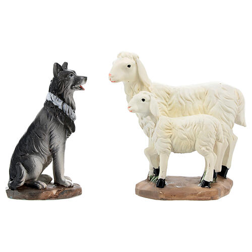 Set of sheeps and goats for Nativity Scene of 20 cm, painted resin 5