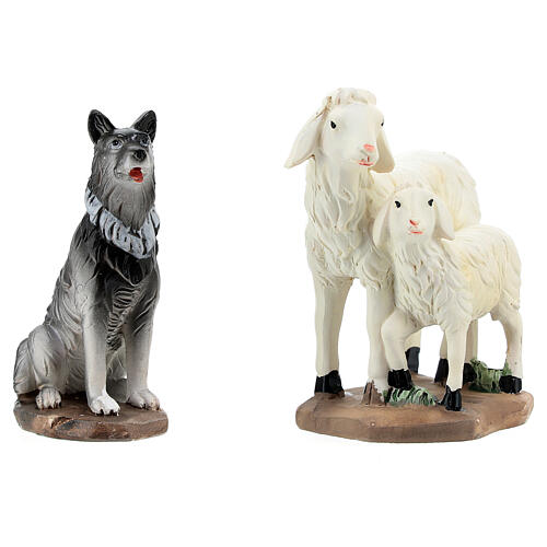 Set of sheeps and goats for Nativity Scene of 20 cm, painted resin 10