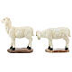 Set moutons chèvres crèche 20 cm résine peinte s9