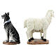 Set moutons chèvres crèche 20 cm résine peinte s14