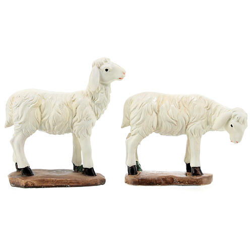 Conjunto ovelhas cabras presépio 20 cm resina pintada 4
