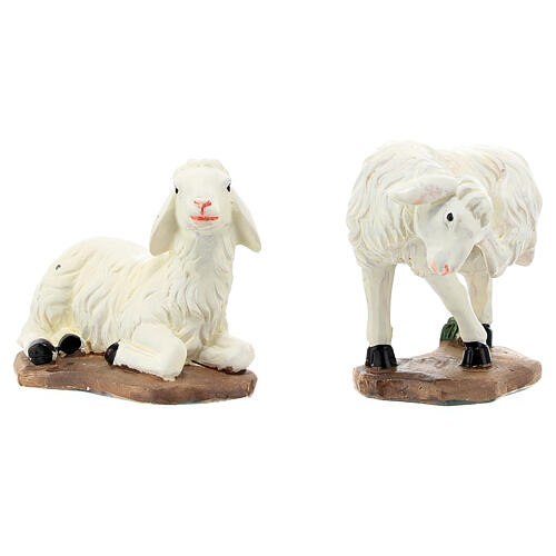 Conjunto ovelhas cabras presépio 20 cm resina pintada 8