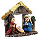 Painted Nativity set with stable, baby style, 10x10x5 cm s3