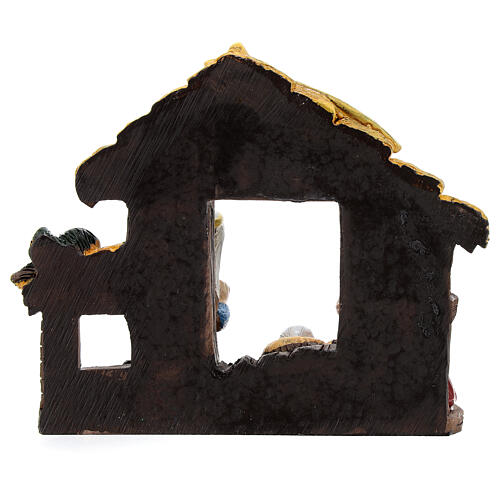 Kids nativity set with stable painted 10x10x5 cm 4