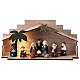 Wood stable with Nativity Scene of children, resin, characters of 5 cm, 10x25x5 cm s1