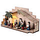 Wood stable with Nativity Scene of children, resin, characters of 5 cm, 10x25x5 cm s2