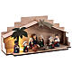 Wood stable with Nativity Scene of children, resin, characters of 5 cm, 10x25x5 cm s3