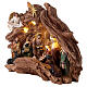 Krippenszene in Baumstamm 11 Personen aus Harz mit Licht und Musik, 30x40x15 cm s3