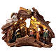 Stable in a trunk with 11 Nativity Scene characters of 10 cm, light and music, 30x40x15 cm s1