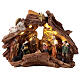 Capanna nel tronco 11 personaggi 10 cm luce musica 30x40x15 cm s1