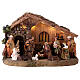 Resin stable with Nativity Scene of 10 cm, music and light, 25x35x15 cm s1