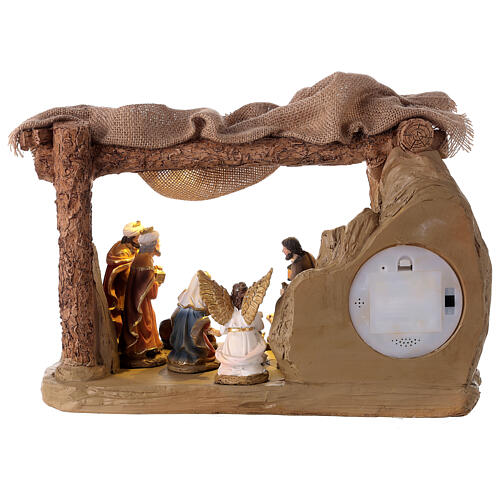 Capanna presepe 12 cm resina luce musica 11 pz 25x40x20 cm 5