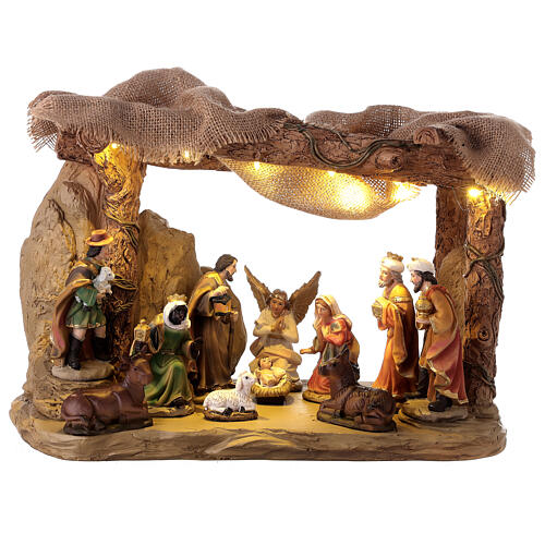 Nativity stable with Holy Family 12 cm resin lights music 11 pcs 25x40x20 cm 1