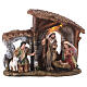 Stable with Nativity set, painted resin, LED light, 20x20x5 cm s1