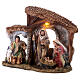 Stable with Nativity set, painted resin, LED light, 20x20x5 cm s2