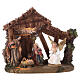 Nativité avec cabane résine peinte à la main lumière 20x20x10 cm s1
